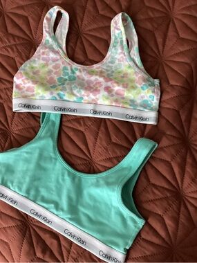 Calvin Klein Pastel Floral and Mint Girls' Bralettes